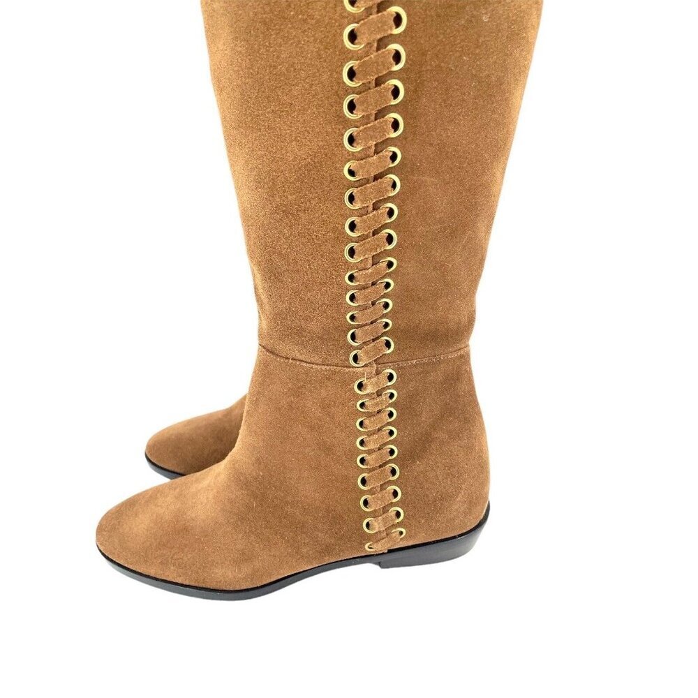 Michael Kors Boots Malin Grommet Suede Over-The-Knee Caramel SZ 6 New $395 - Picture 2 of 12